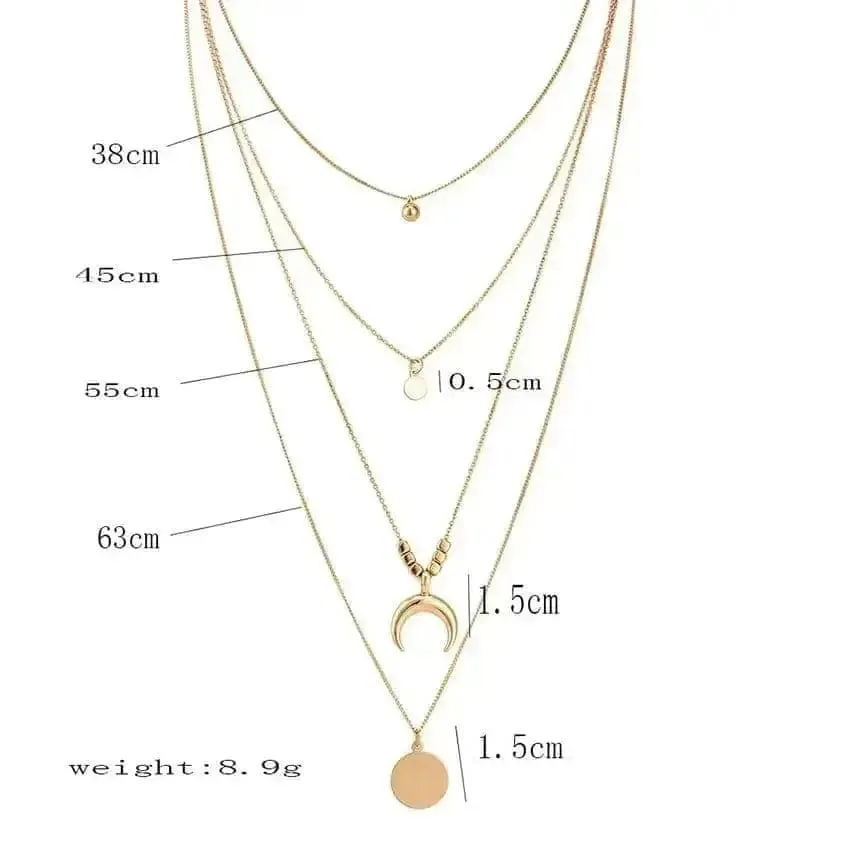 🌙 Multi-layer Moon Pendant Necklaces for Women - Elevate Your Bohemian Style 🌙