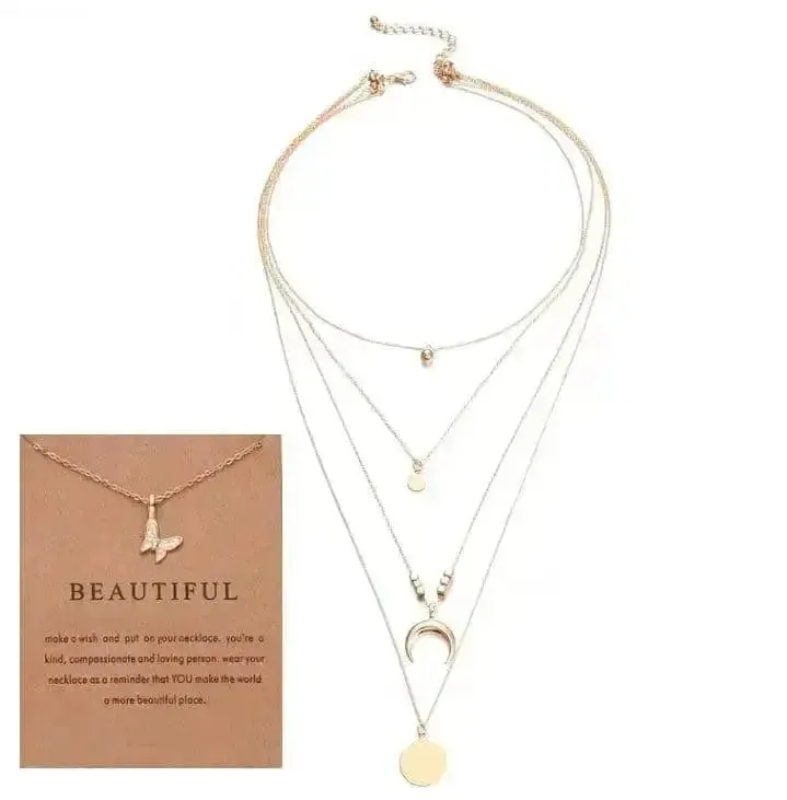 🌙 Multi-layer Moon Pendant Necklaces for Women - Elevate Your Bohemian Style 🌙