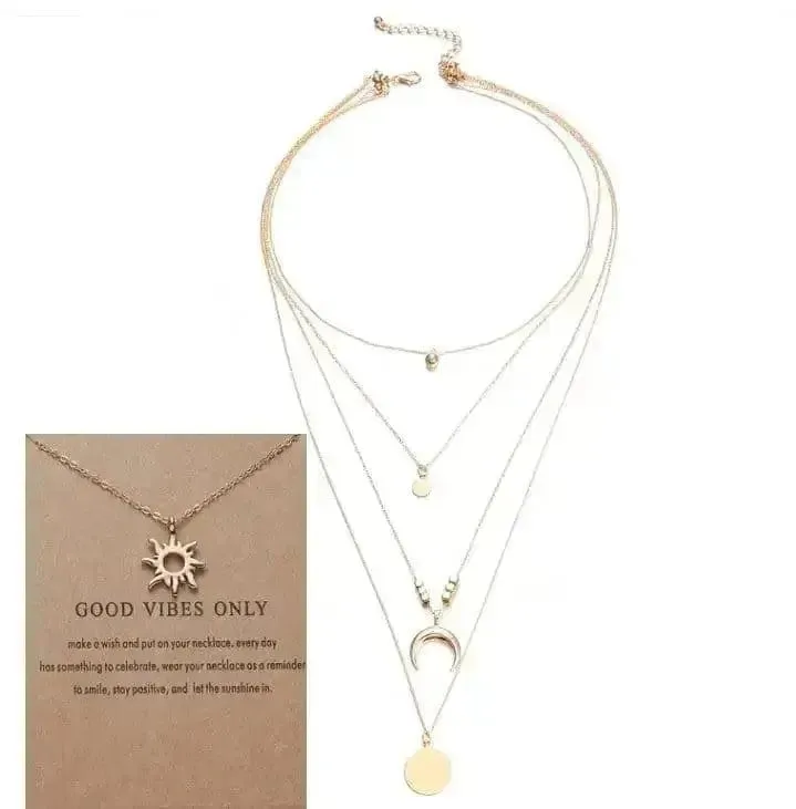 🌙 Multi-layer Moon Pendant Necklaces for Women - Elevate Your Bohemian Style 🌙