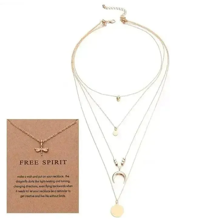 🌙 Multi-layer Moon Pendant Necklaces for Women - Elevate Your Bohemian Style 🌙
