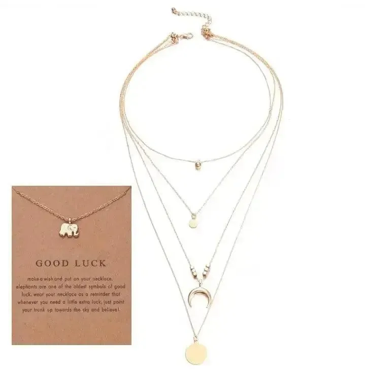 🌙 Multi-layer Moon Pendant Necklaces for Women - Elevate Your Bohemian Style 🌙