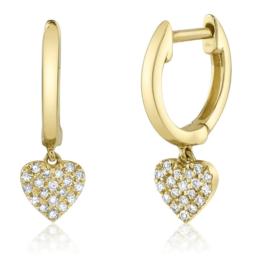 0.09CT Diamond Pave Heart Huggie Earring