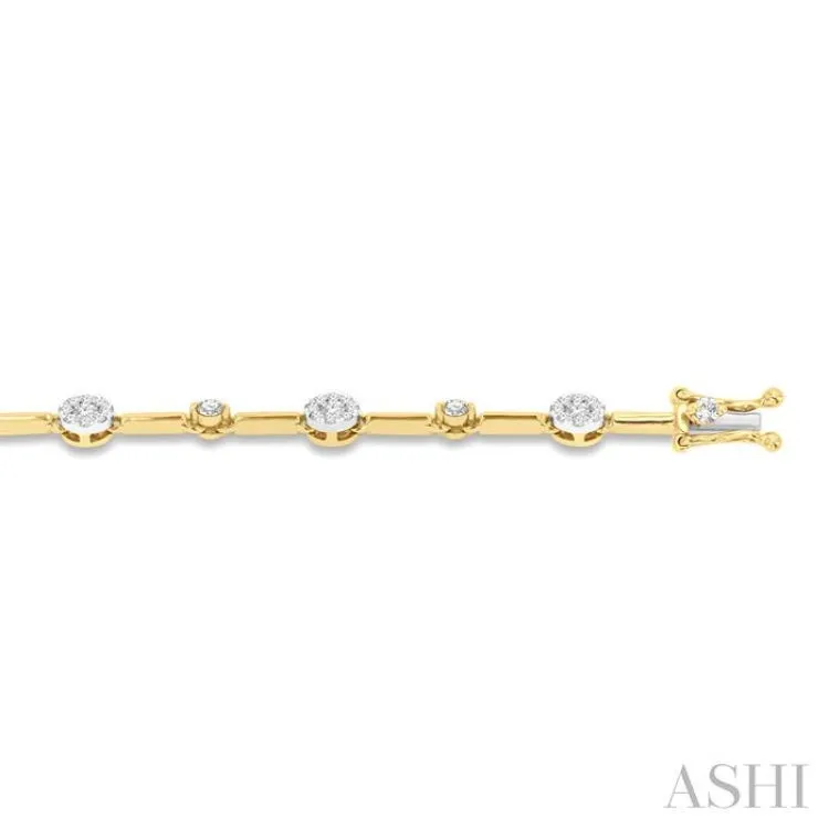 1.00 ctw Lovebright Round Cut Diamond Bar Bracelet in 14K Yellow and White Gold