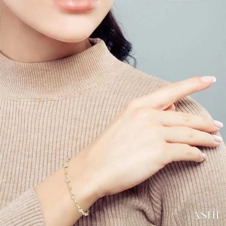 1.00 ctw Lovebright Round Cut Diamond Bar Bracelet in 14K Yellow and White Gold