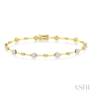 1.00 ctw Lovebright Round Cut Diamond Bar Bracelet in 14K Yellow and White Gold