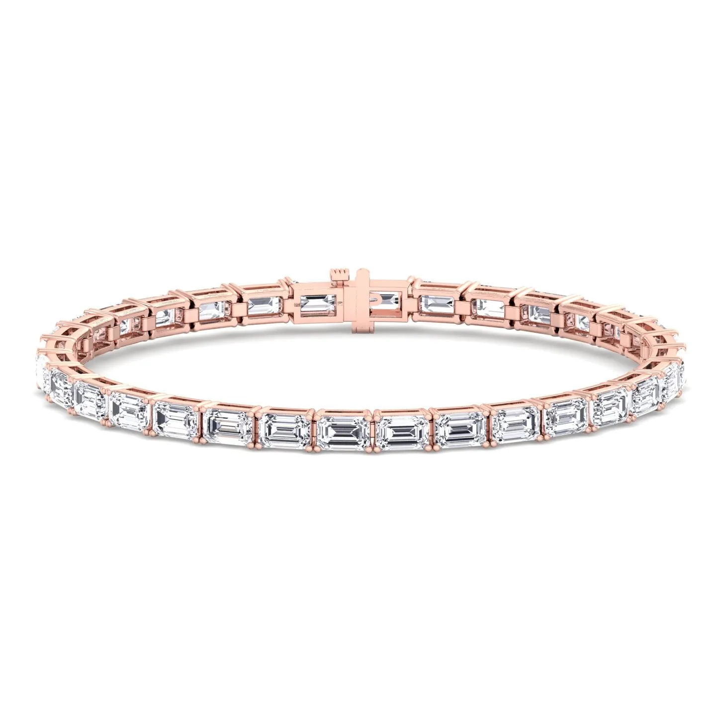 10.50CT T.W East To West Emerald Cut Natural Diamond Tennis Bracelet