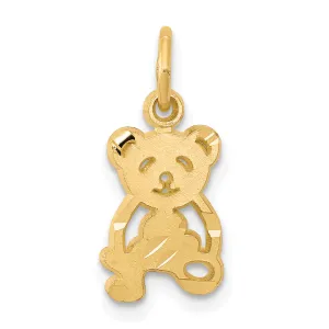 10K Gold Teddy Bear Charm with Polished Finish  Elegant Solid Design