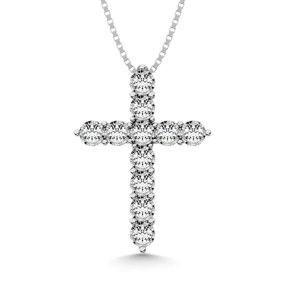 10K White Gold 1/10 Ct.Tw.Diamond Cross Pendant
