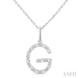 1/10 Ctw Initial 'G' Round Cut Diamond Fashion Pendant With Chain in Sterling Silver