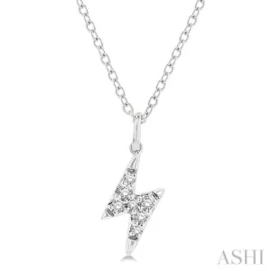 1/10 Ctw Lightning Bolt Round Cut Diamond Petite Fashion Pendant With Chain in 10K White Gold