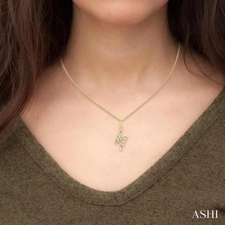1/10 ctw Lightning Bolt Round Cut Diamond Petite Fashion Pendant With Chain in 10K Yellow Gold