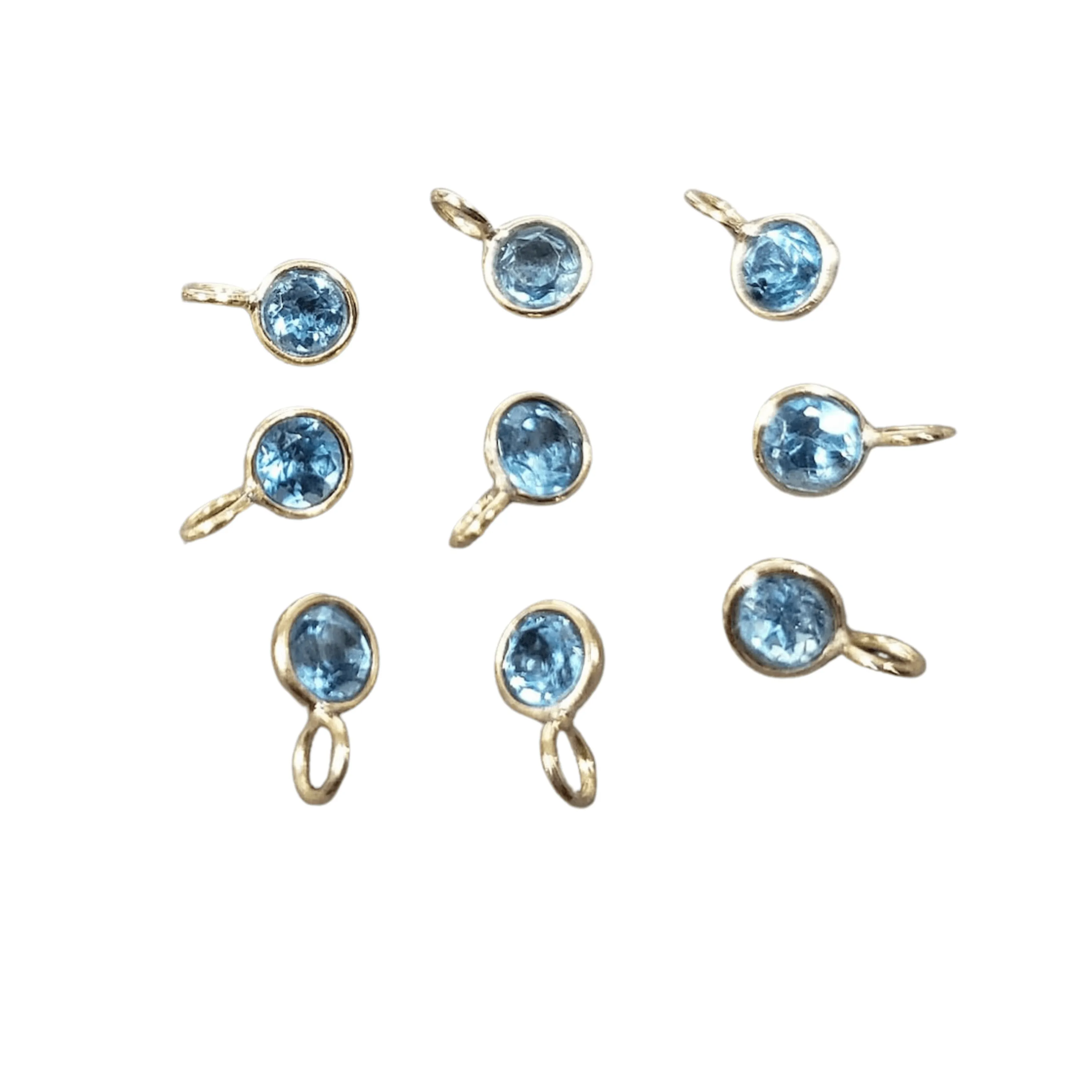 14k Blue Topaz Charm Gold