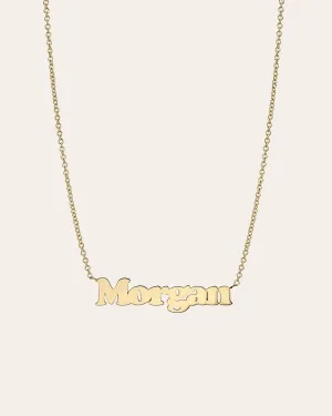 14k Gold Block Name Necklace