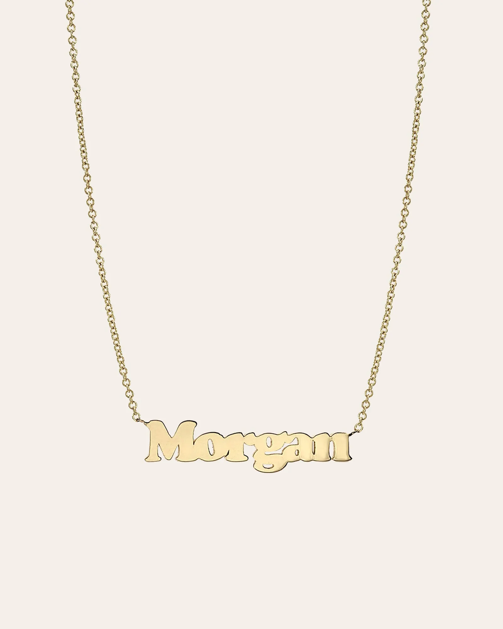 14k Gold Block Name Necklace
