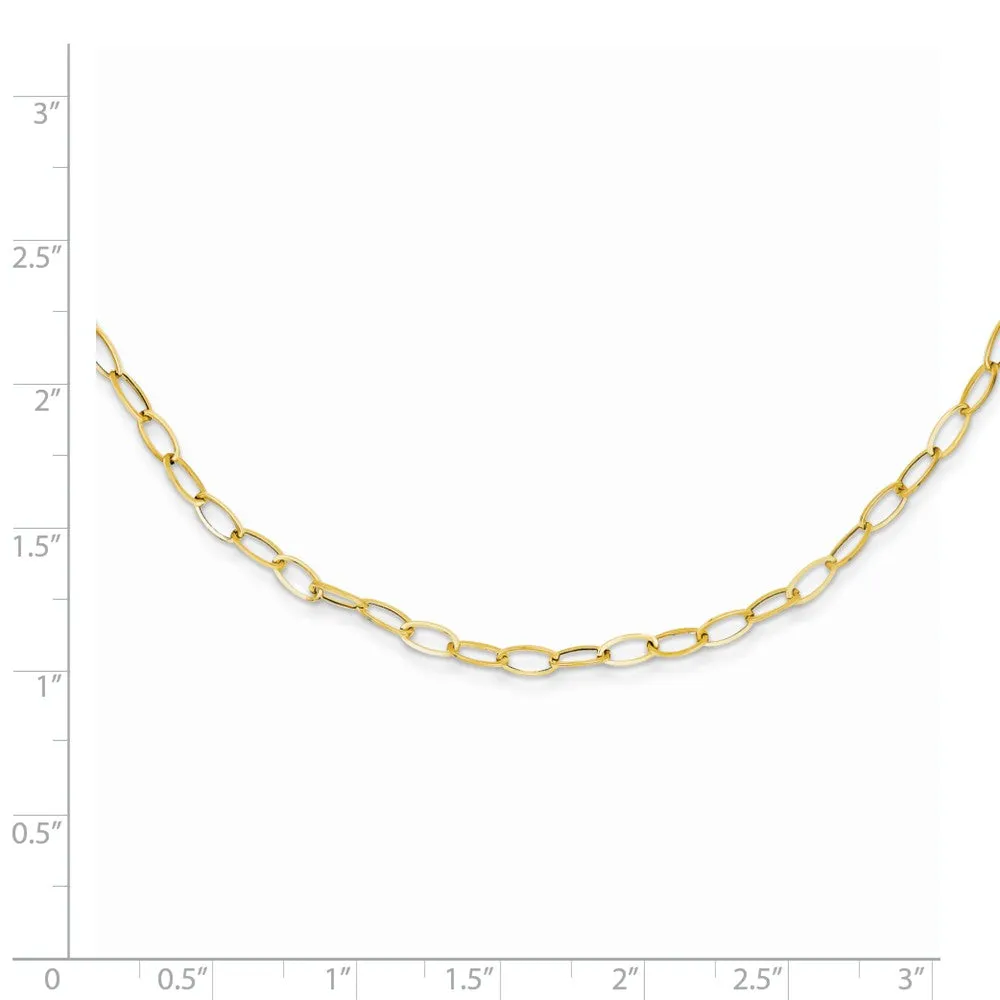 14K Gold Oval Link Necklace with Solid Open Chain Design