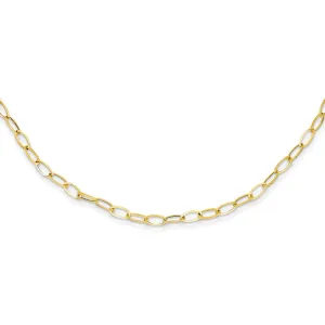14K Gold Oval Link Necklace with Solid Open Chain Design