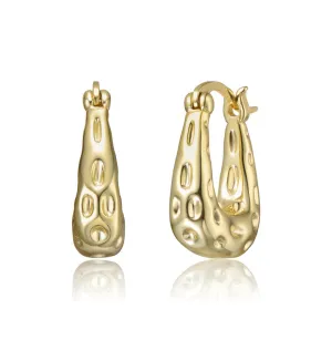 14K Gold Plated Openwork U-Shaped Oblong Hoop Earrings