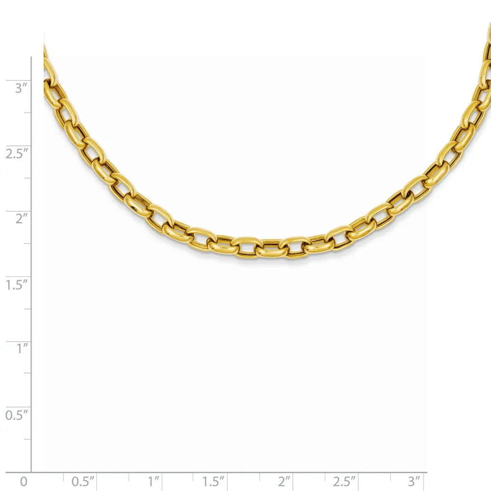 14K Gold Polished Fancy Link Necklace with Lobster Clasp 18in