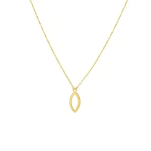 14K Open Marquis Shape Pendant Necklace