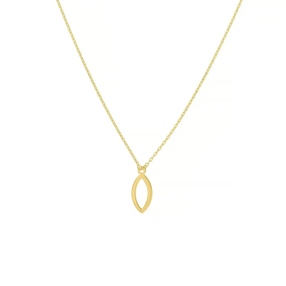14K Open Marquis Shape Pendant Necklace