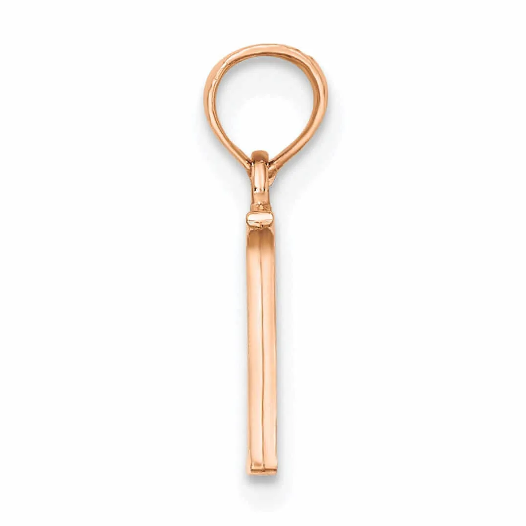 14K Rose Gold Block Design Small Letter N Initial Charm Pendant