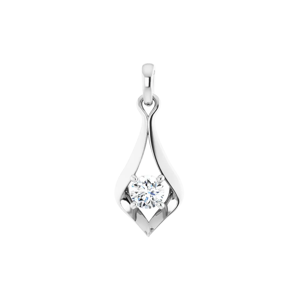 14K White 1/4 CTW Lab-Grown Diamond Pendant