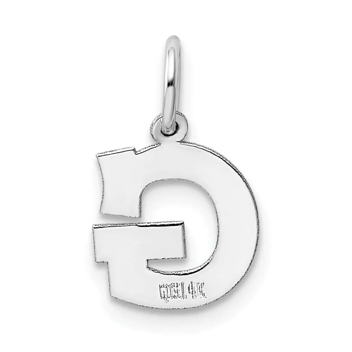 14k White Gold Small Block Design Letter G Initial Pendant
