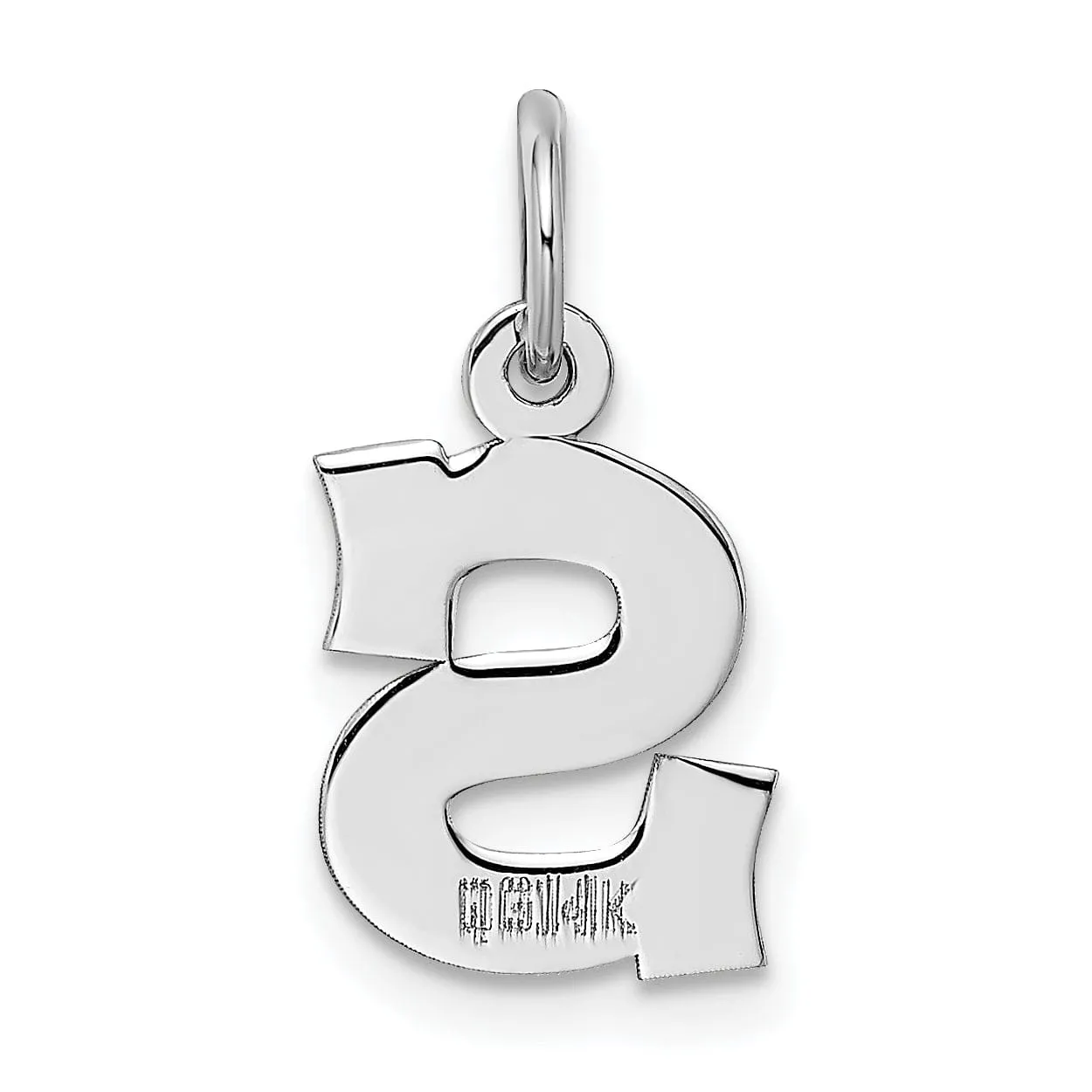 14k White Gold Small Block Design Letter S Initial Pendant