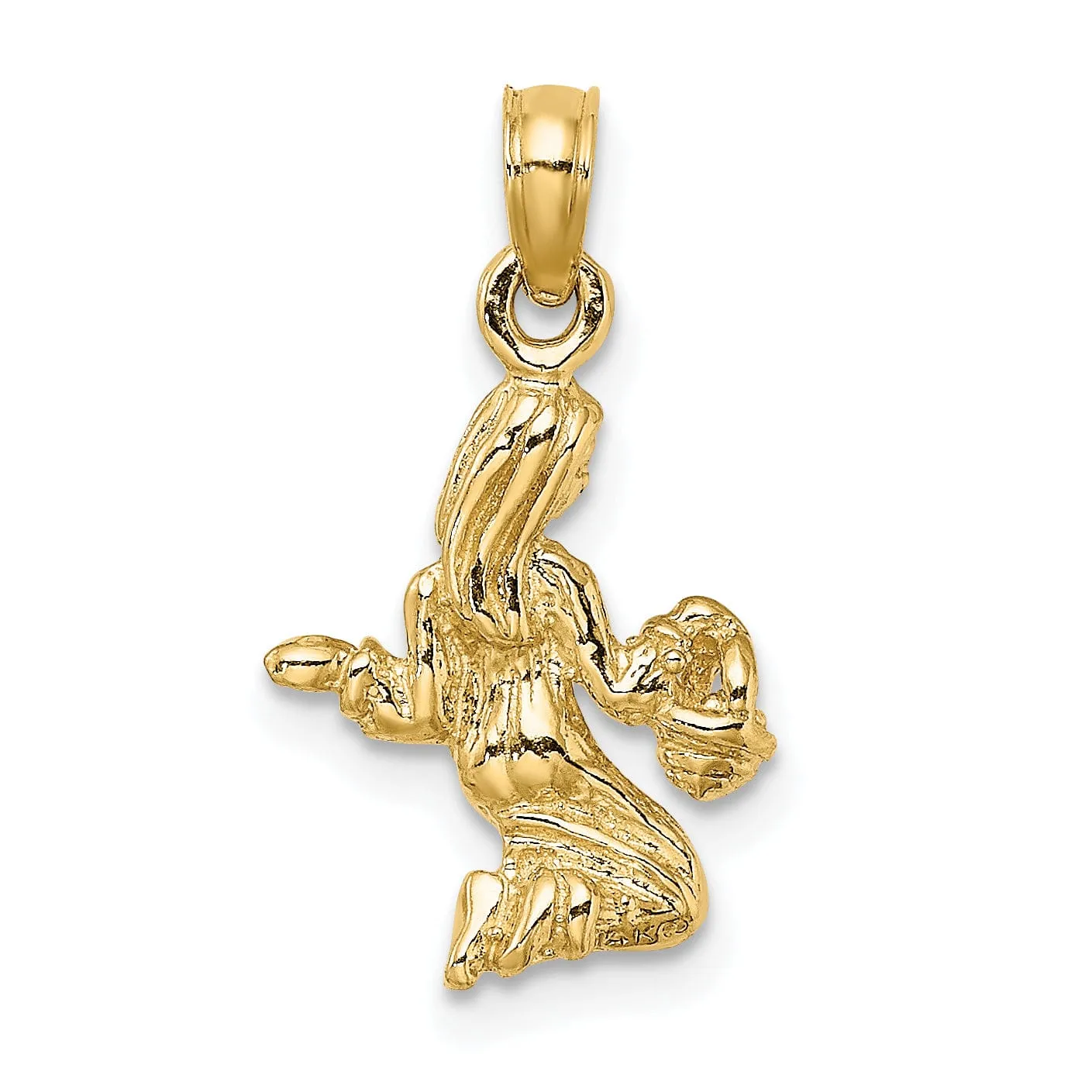 14k Yellow Gold Polished Texture Finish3-D Virgo Zodiac Charm Pendant