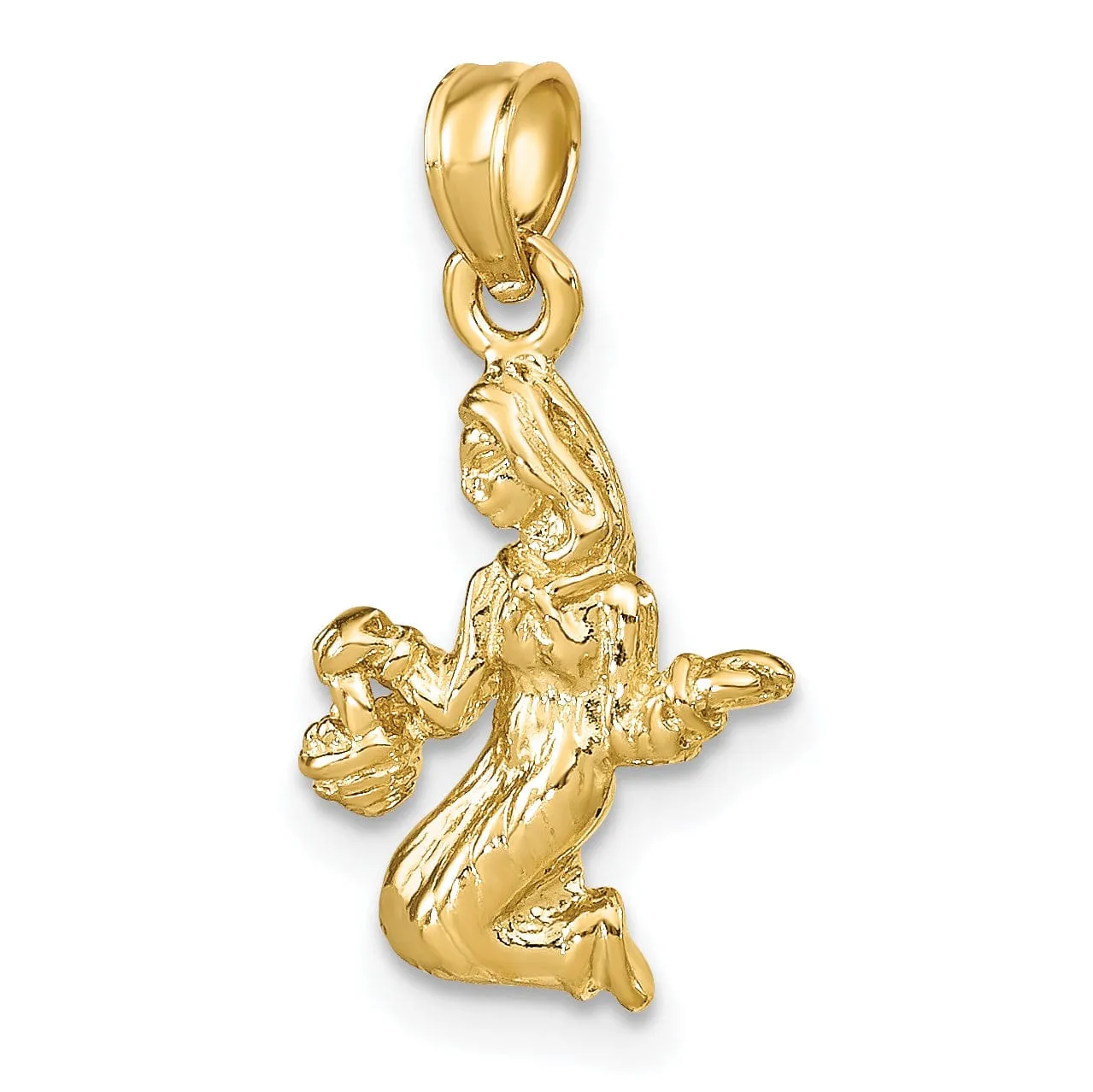 14k Yellow Gold Polished Texture Finish3-D Virgo Zodiac Charm Pendant