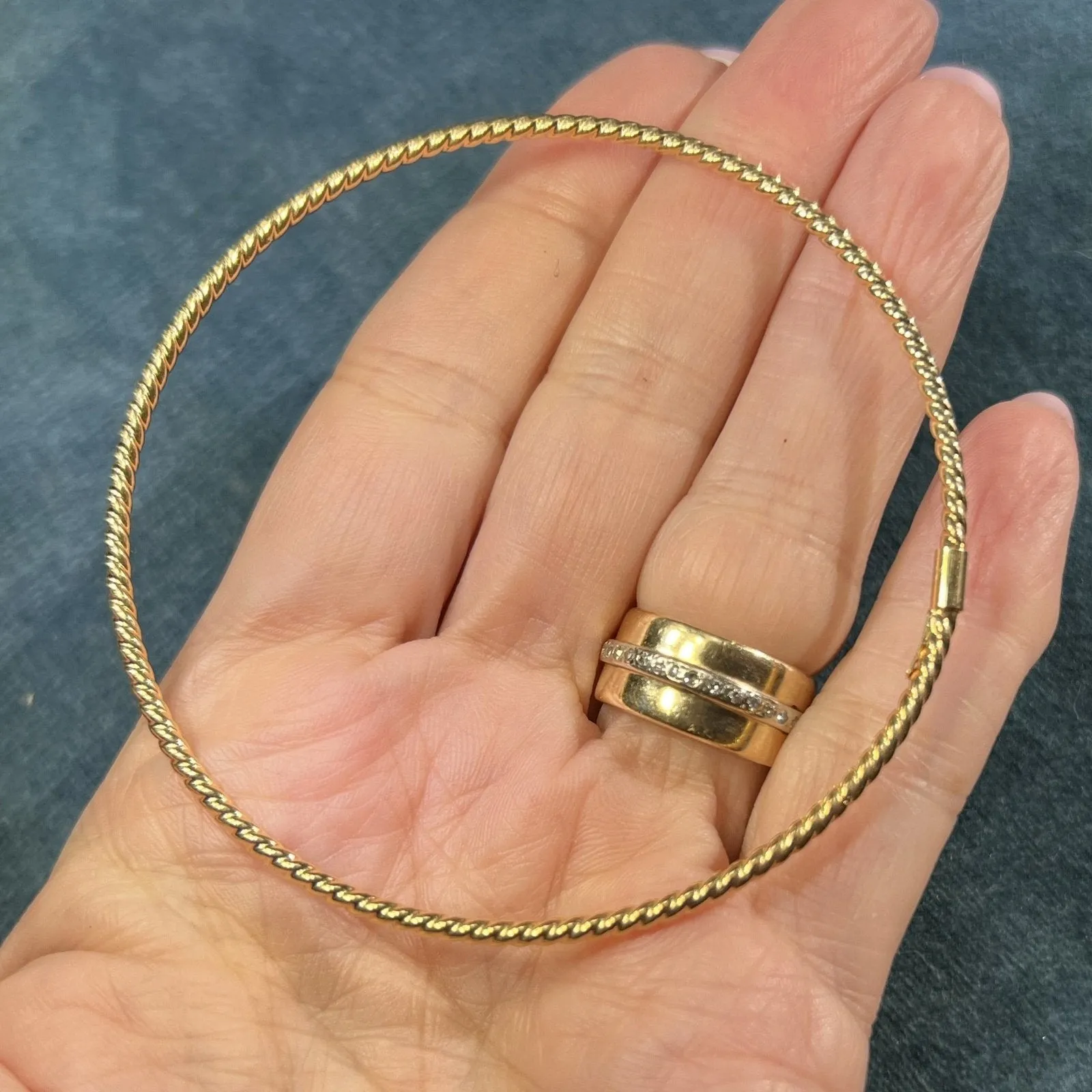 14k Yellow Gold TWISTED ROPE Bangles.  Set of 3
