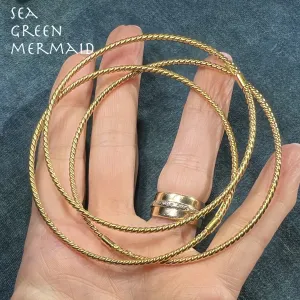 14k Yellow Gold TWISTED ROPE Bangles.  Set of 3