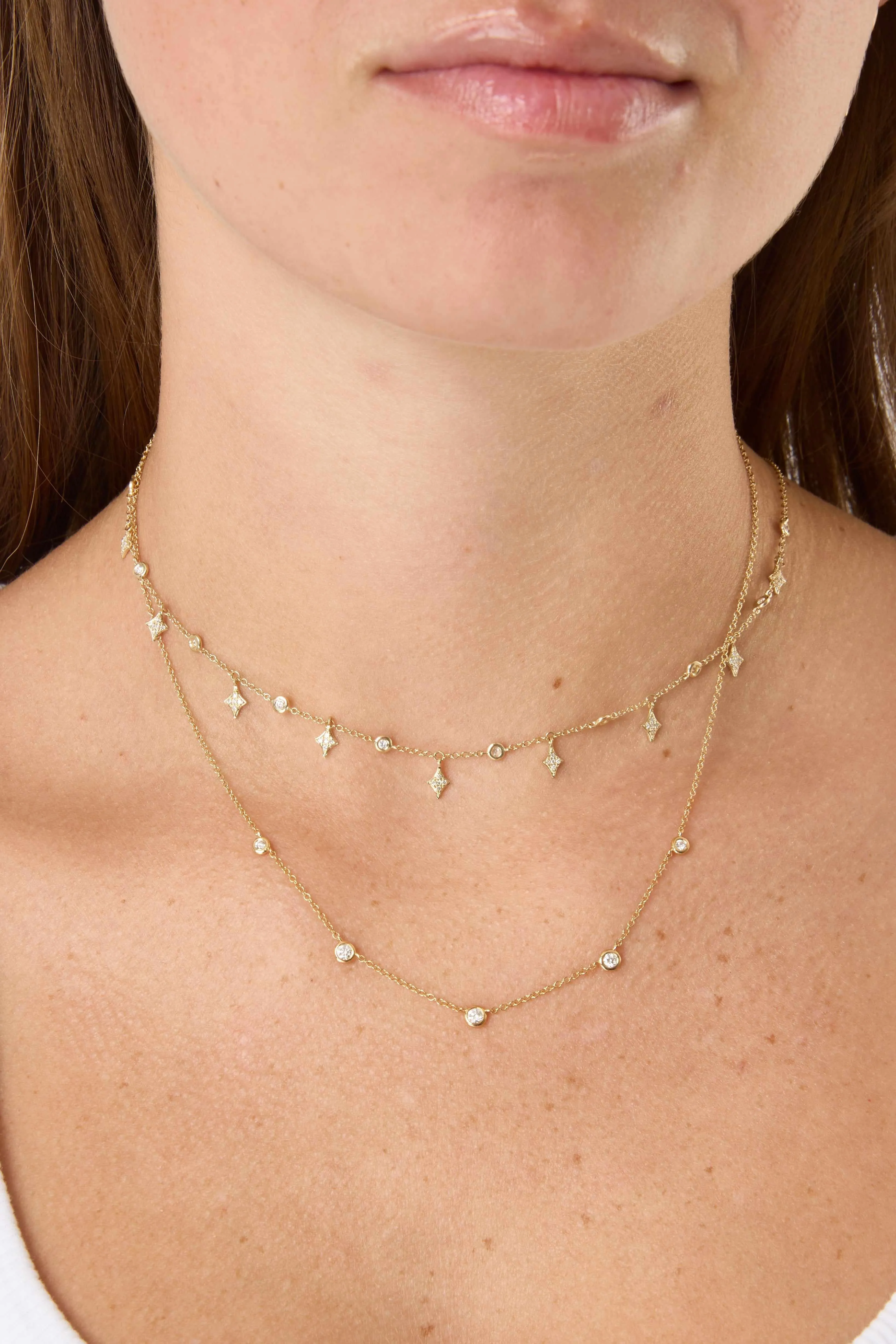 14KY Diamond Rhombus Drop Necklace