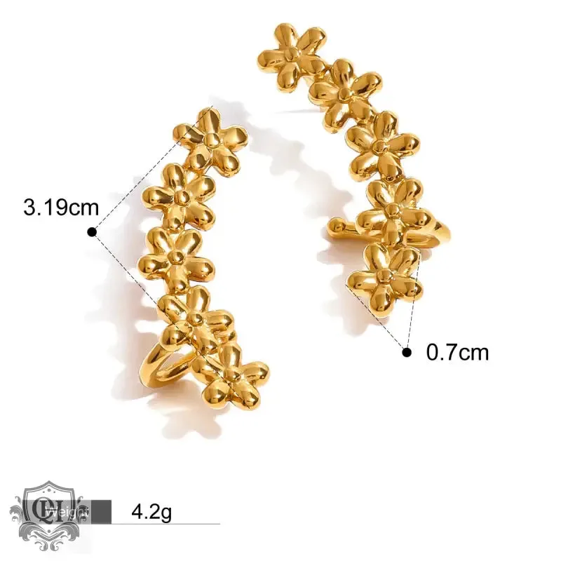 18K gold flower-shaped/geometric circular design high-end earrings