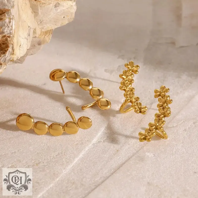 18K gold flower-shaped/geometric circular design high-end earrings
