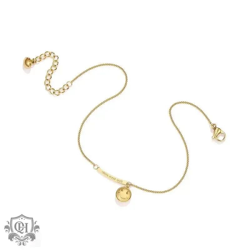 18K Gold Smiley Face Anklet
