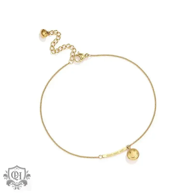 18K Gold Smiley Face Anklet