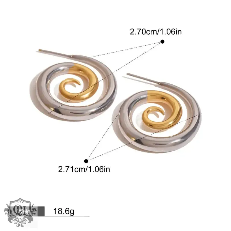 18K gold spiral earrings with color matching design