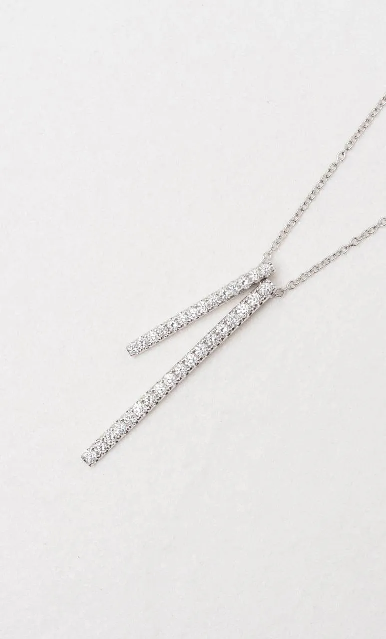 18K WG 0.63ct TDW Double Drop Pendant