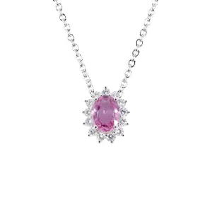 18K White Gold 0.96ct Pink Sapphire And Diamond Pendant - 20752125