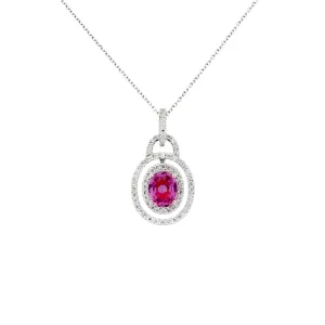 18K White Gold 1.15ct Pink Sapphire And Diamond Pendant - 20264659