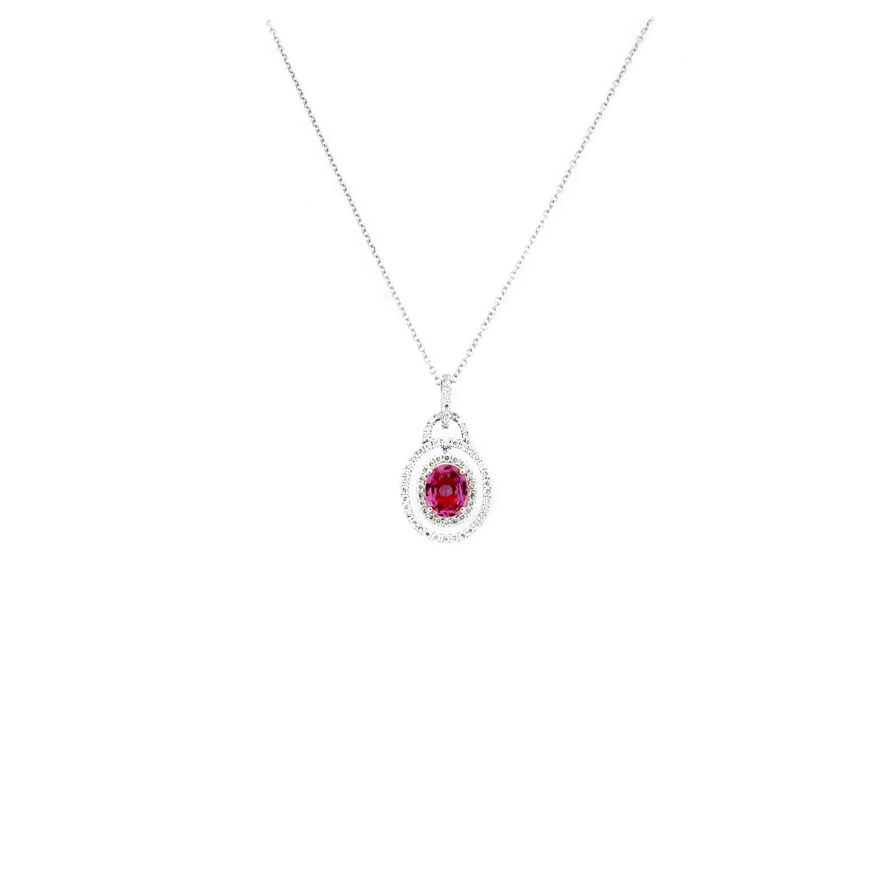 18K White Gold 1.15ct Pink Sapphire And Diamond Pendant - 20264659