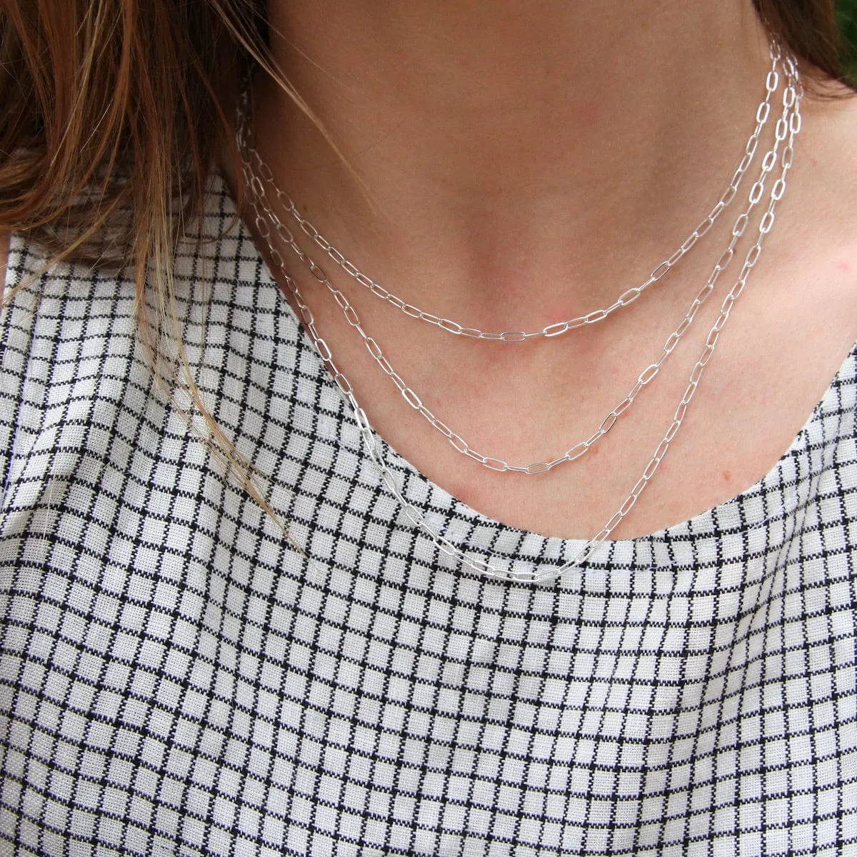 20" Sterling Silver Flat Drawn Cable Chain