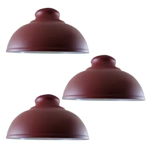 3 Pack Modern Industrial Easy Fit Burgundy Curvy Lamp Shaped Metal Light Shade for Wall Lamp and Table Lamp