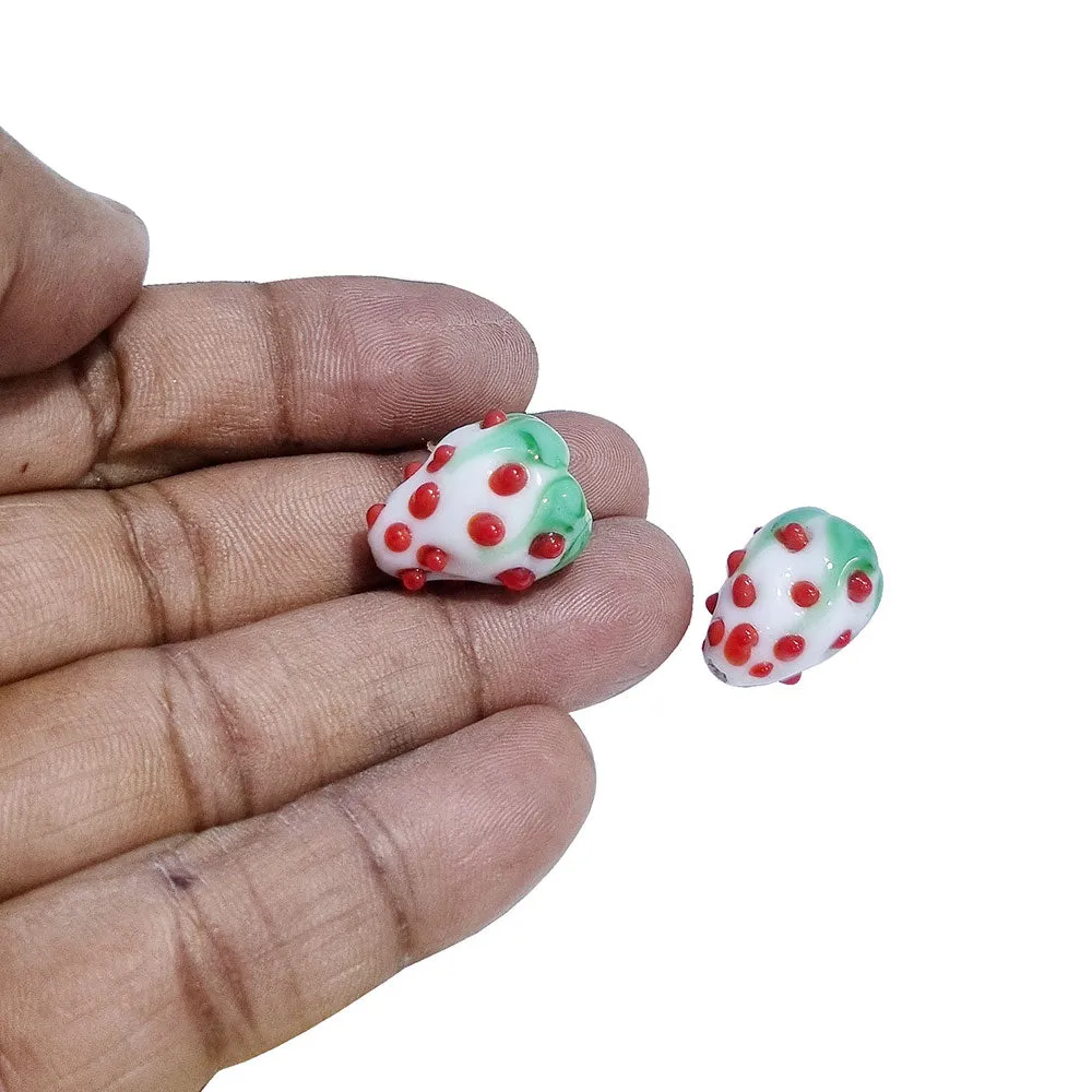 4 Pcs Pack, strawberry beads handmade lampwork glass beads