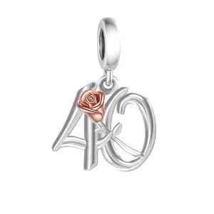 40th Birthday Rose Gold Dangle Charm