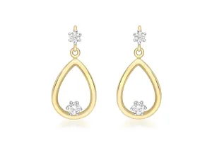 9ct Gold CZ Open Teardrop Earrings