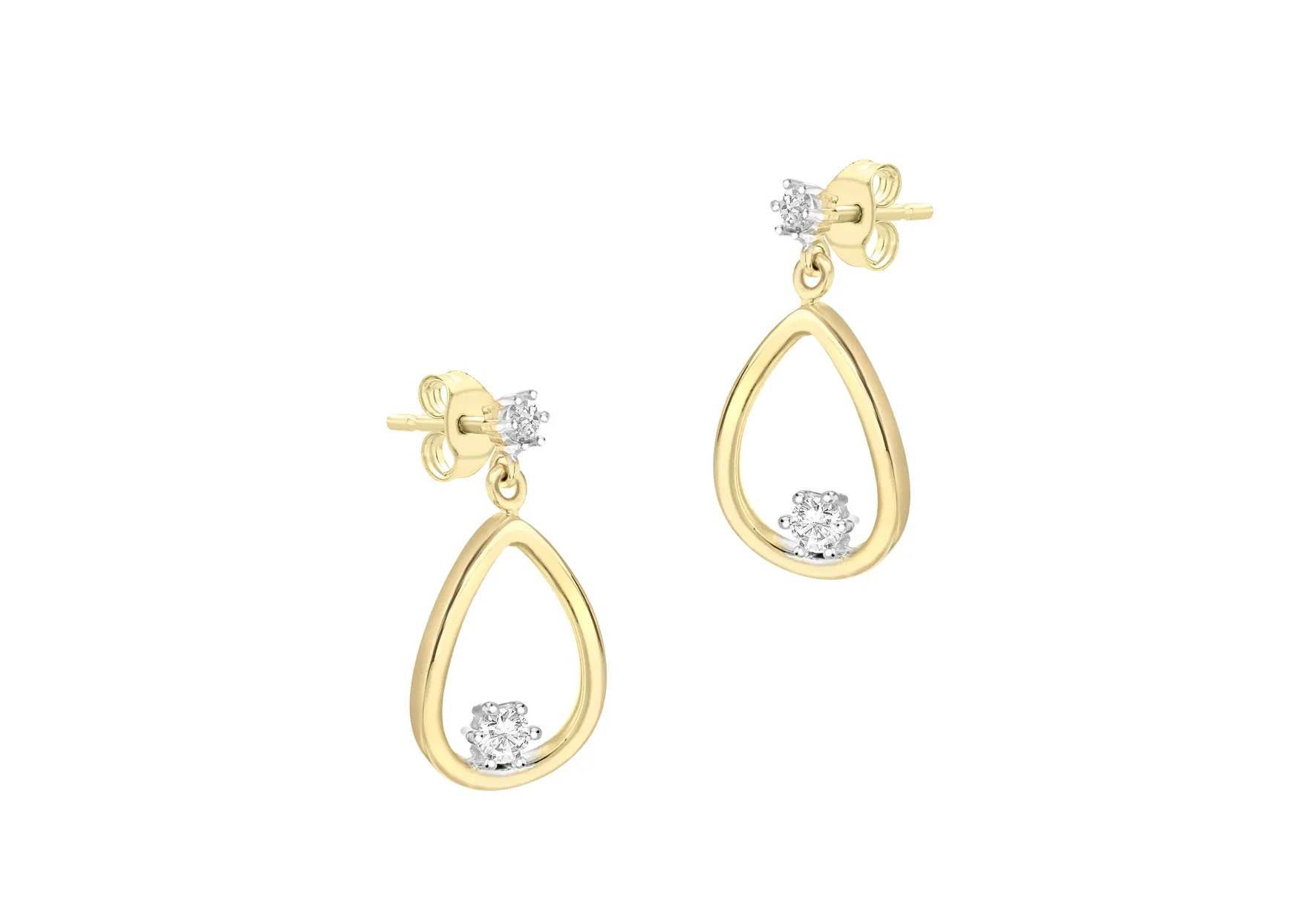 9ct Gold CZ Open Teardrop Earrings
