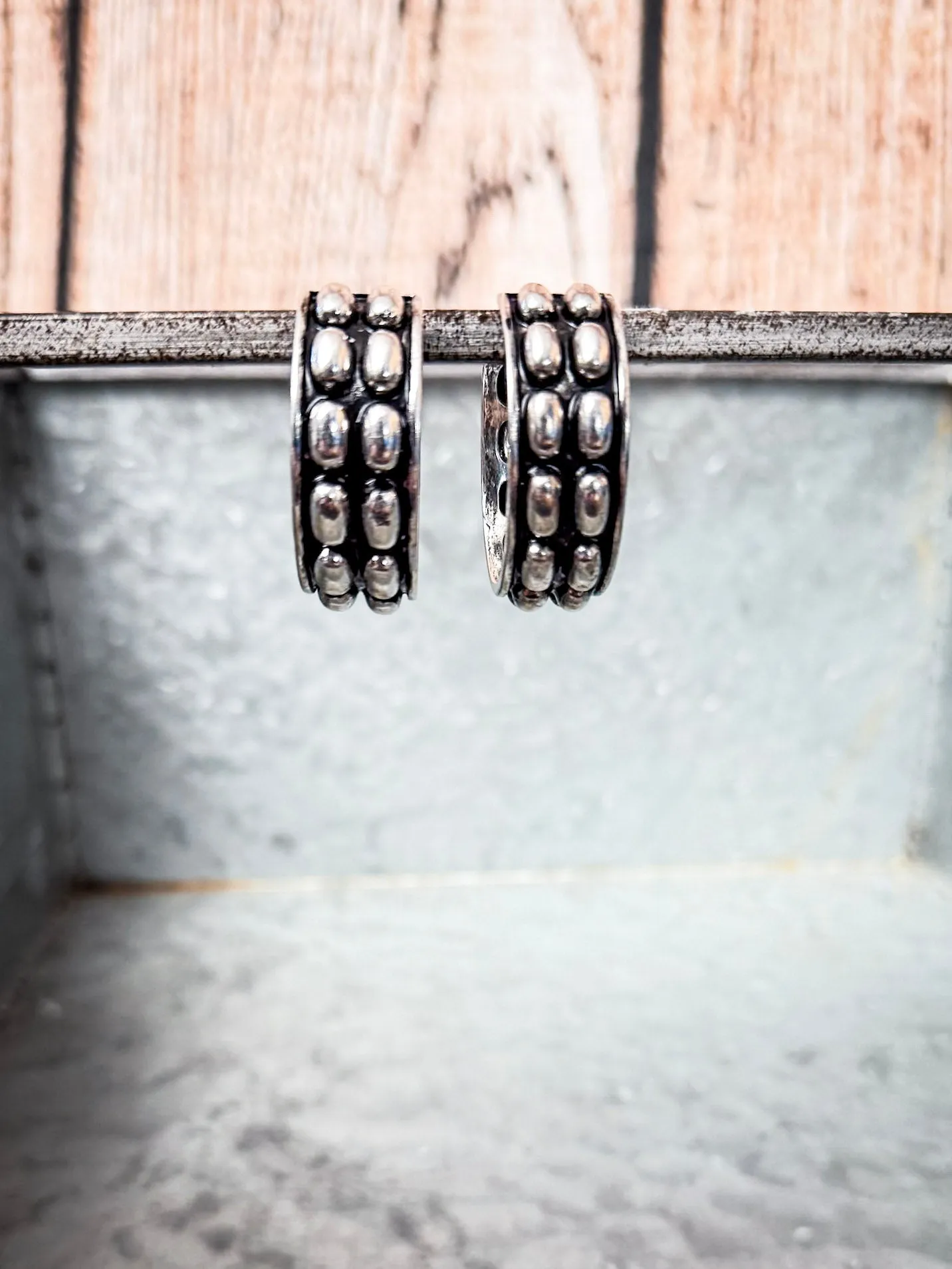 Abilene Metal Bubble Stud Hoop Earrings