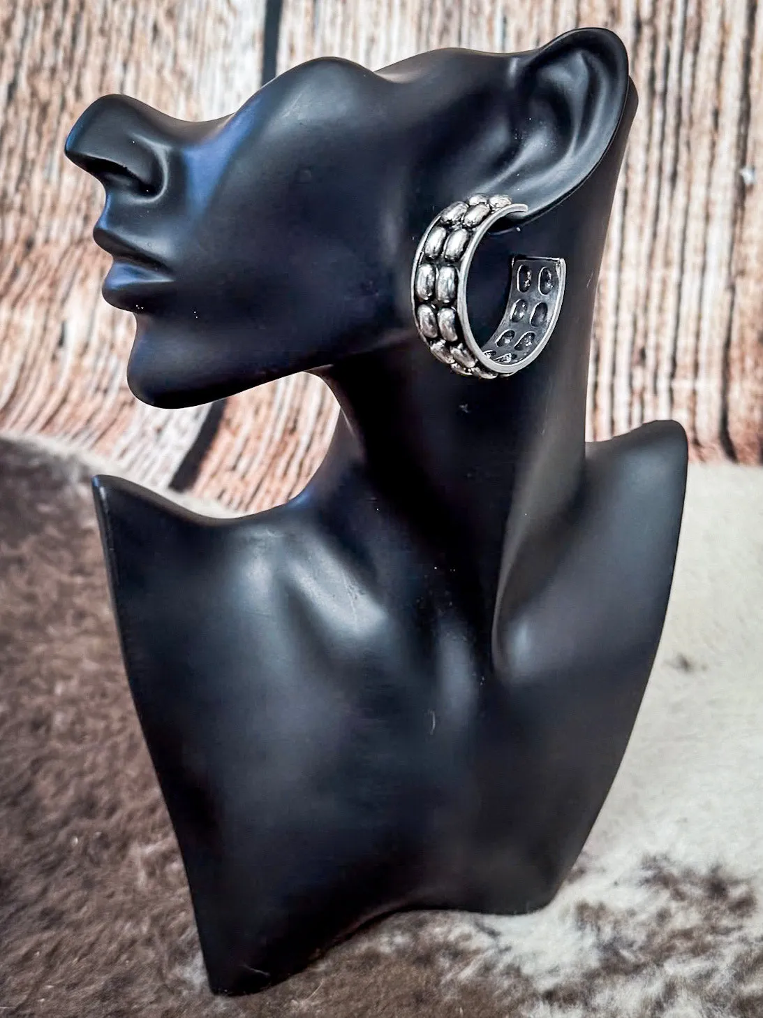 Abilene Metal Bubble Stud Hoop Earrings